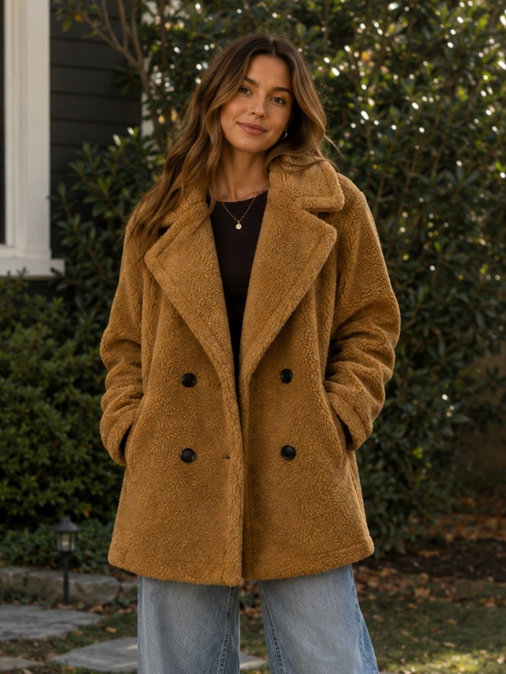 Kensie Tan Teddy/Sherpa Coat SZ L
